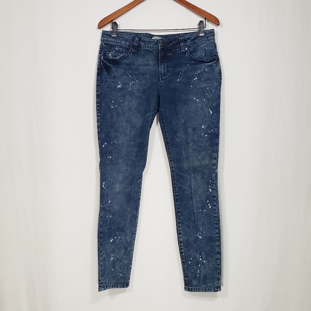 Cabi #920 Constellation Wash Skinny Stretch Denim Factory Bleach Spattered Sz 8